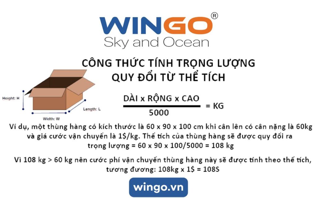 Công thức tính trọng lượng quy đổi