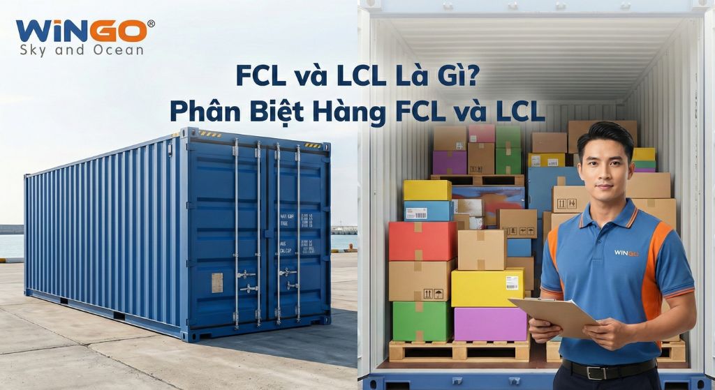 FCL và LCL là gì? So sánh sự khác biệt giữa vận chuyển FCL (nguyên container) và LCL (hàng lẻ) cùng Wingo Logistics.